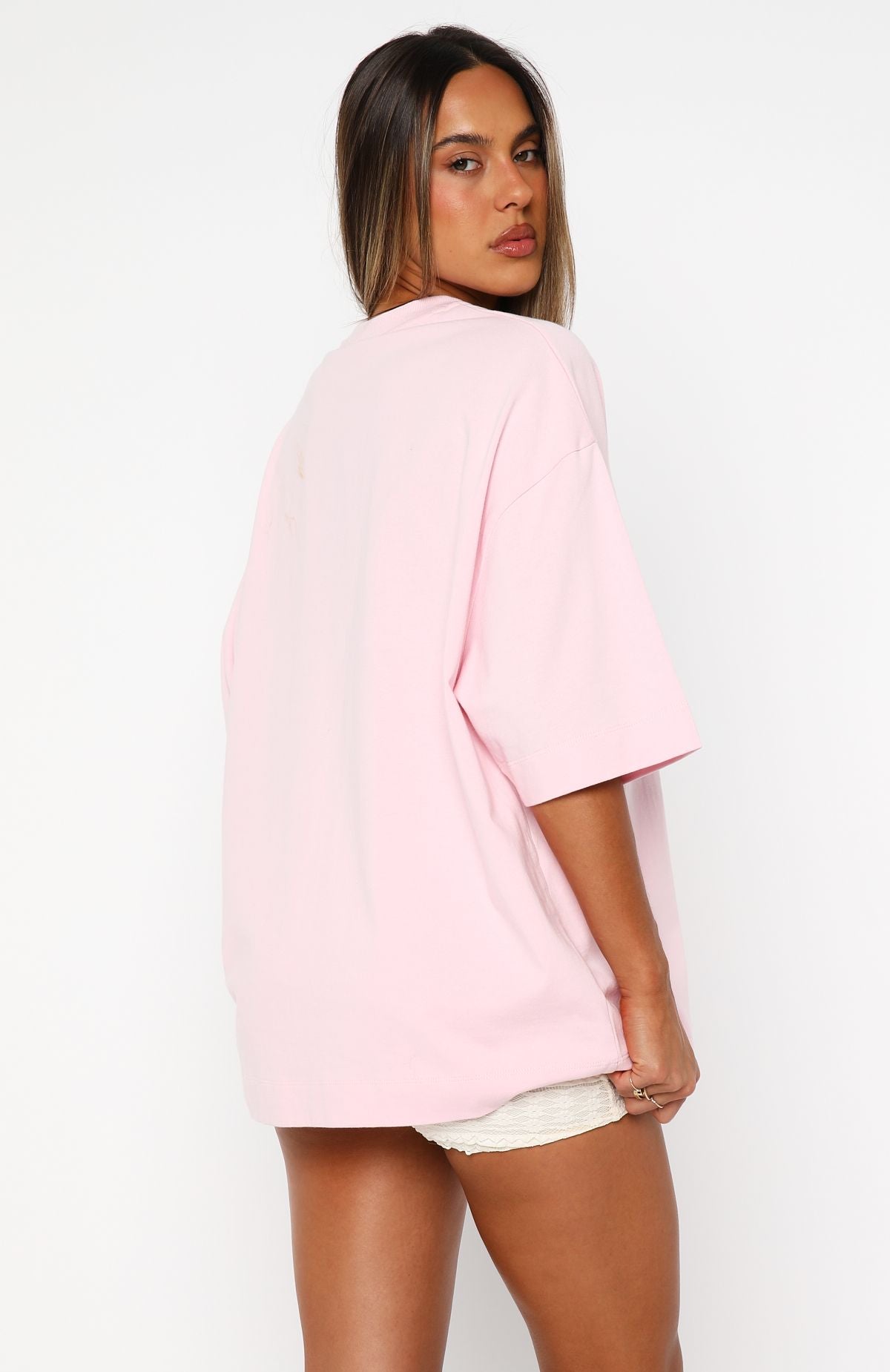 White Fox Own Your Glow Oversized Tee Pink