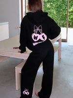White Fox Feel The Love Wide Leg Sweatpants Black