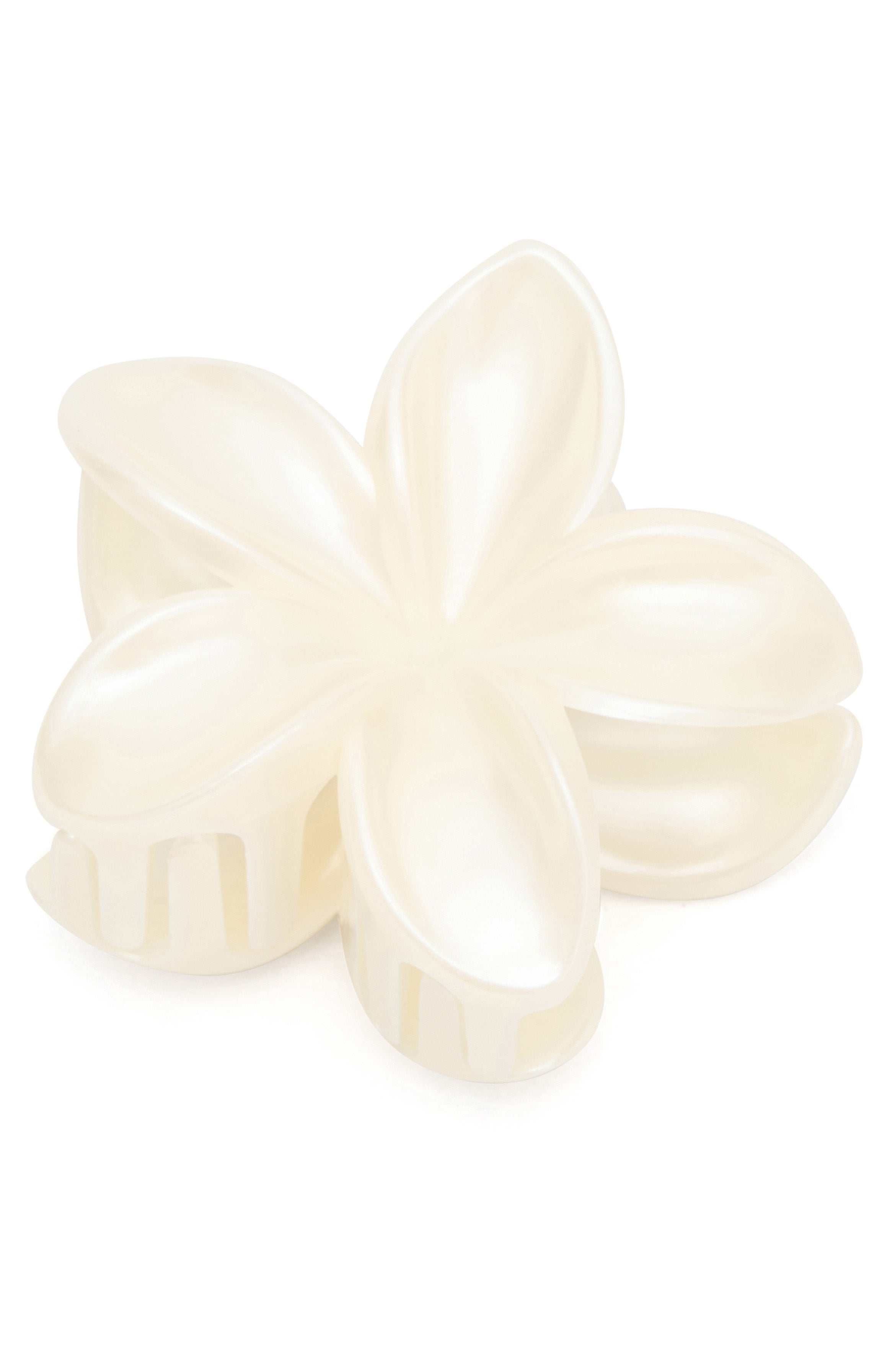 White Fox Floral Charm Hair Clip Pearl