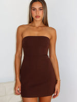 White Fox Keep Falling Strapless Mini Dress Chocolate