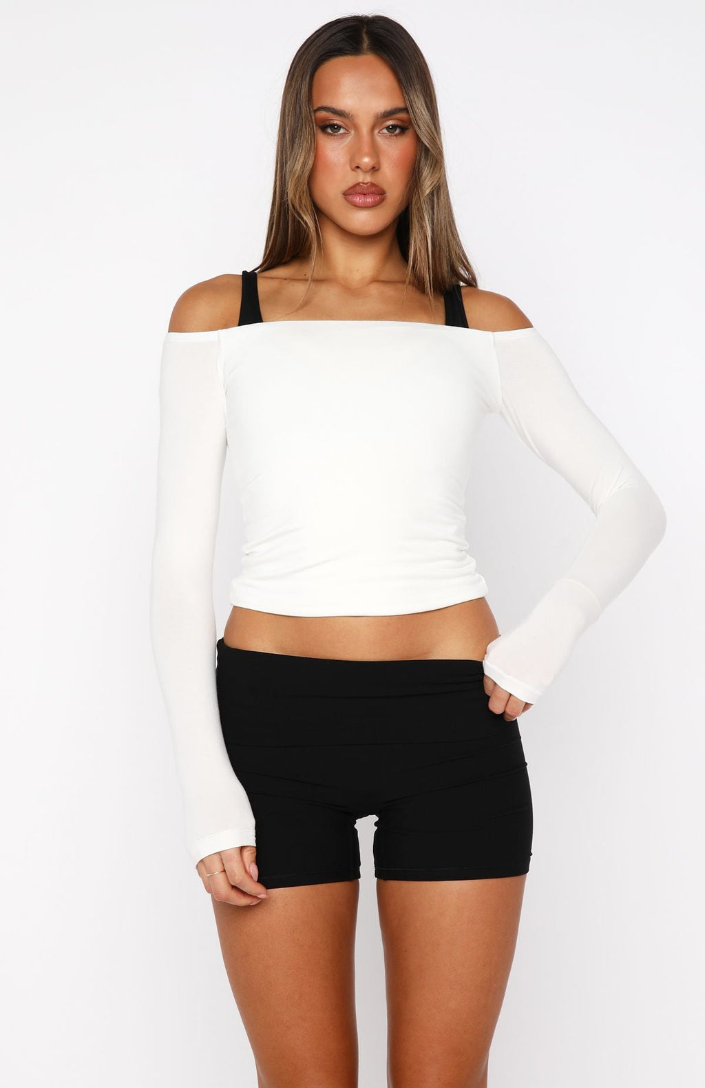 White Fox Mad For You Long Sleeve Top Cream