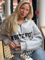 White Fox High Standard Zip Front Sweater Grey Marle