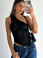 White Fox It's A Love Story Lace Top Black
