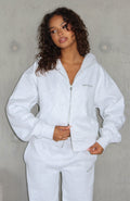 White Fox Test Drive Boxy Zip Front Hoodie Grey Marle