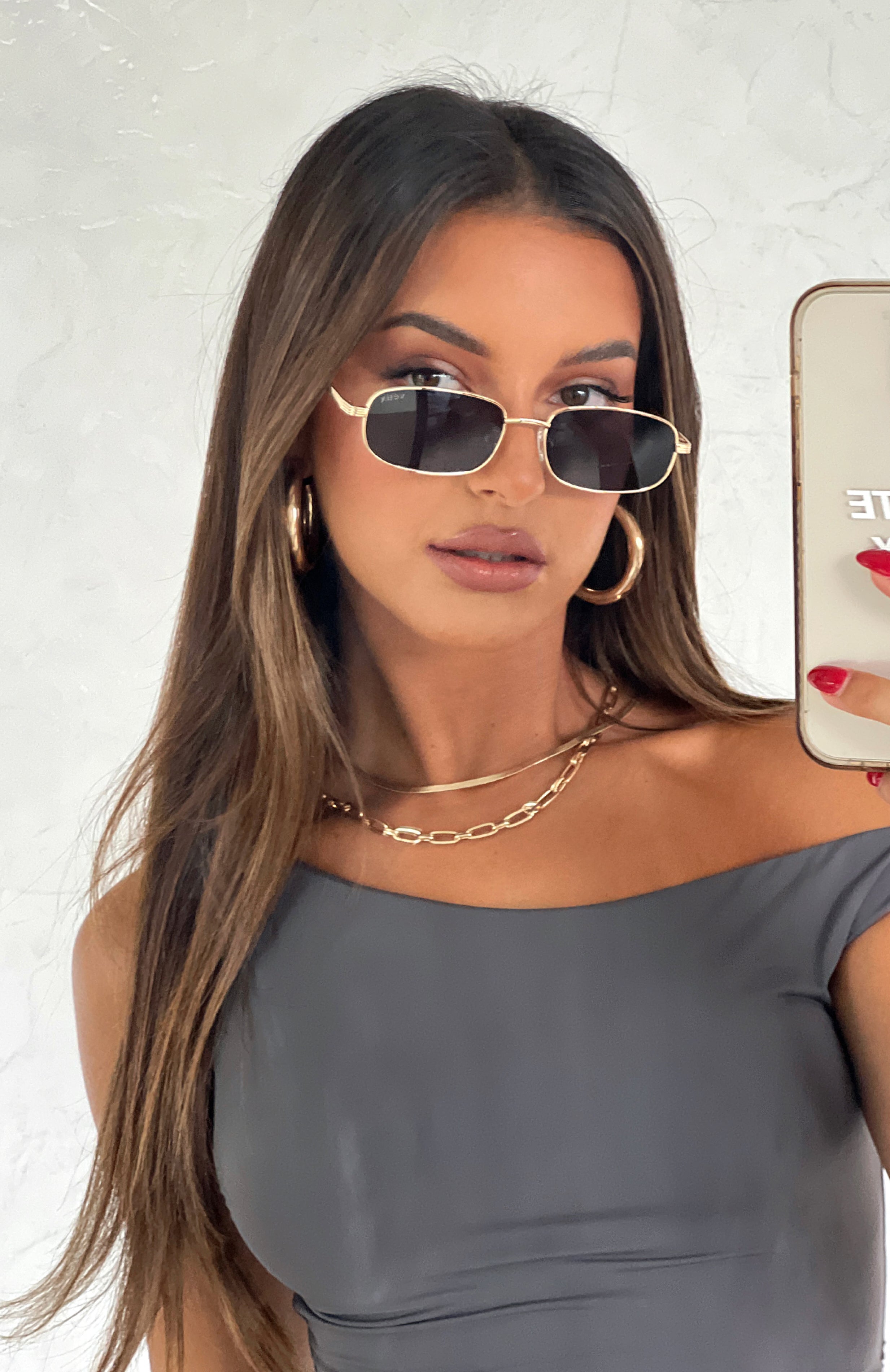 White Fox Canyon Sunglasses Gold/Black Lens