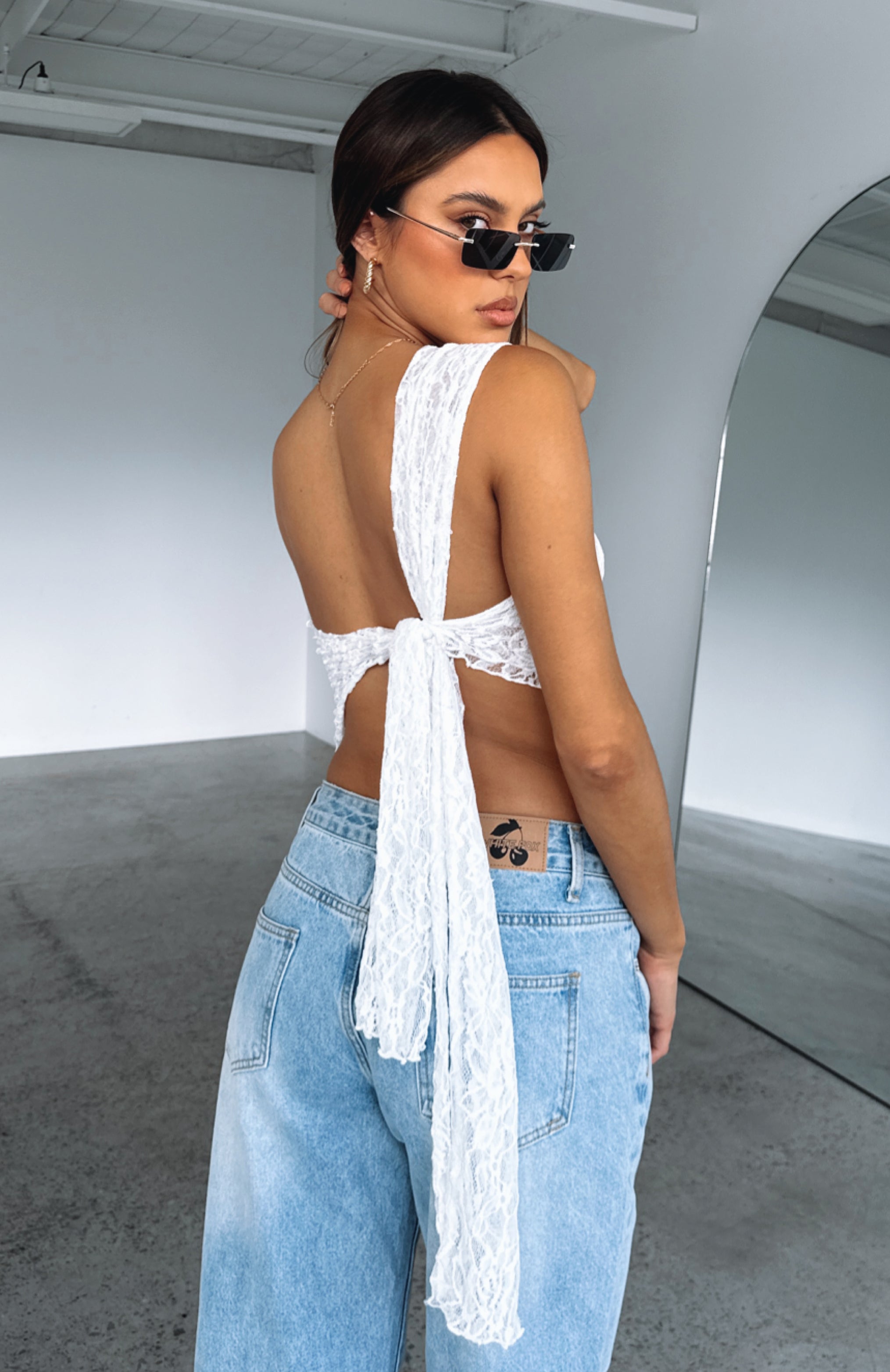 White Fox It's A Love Story Lace Top White