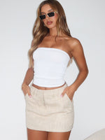 White Fox The Right One Mid Rise Mini Skort Oat