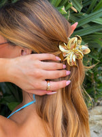 White Fox Floral Charm Hair Clip Gold