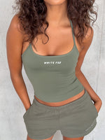 White Fox Test Drive Halter Top Khaki