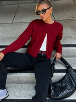 White Fox Warm Whispers Knit Cardigan Burgundy