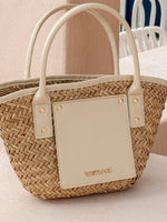 White Fox Vivienne Straw Top Handle Bag Cream