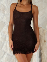 White Fox Keeping Me Awake Knit Mini Dress Chocolate