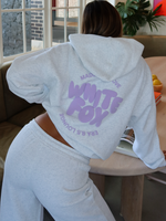 White Fox With Love For You Oversized Hoodie Grey Marle