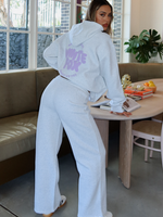 White Fox With Love For You Wide Leg Sweatpants Grey Marle