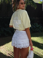 White Fox With Love Always Oversized Tee Lemon