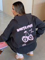 White Fox With Love In The Moment Oversized Hoodie Charcoal