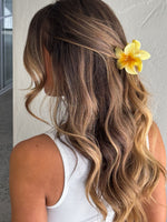 White Fox Floral Charm Hair Clip Yellow