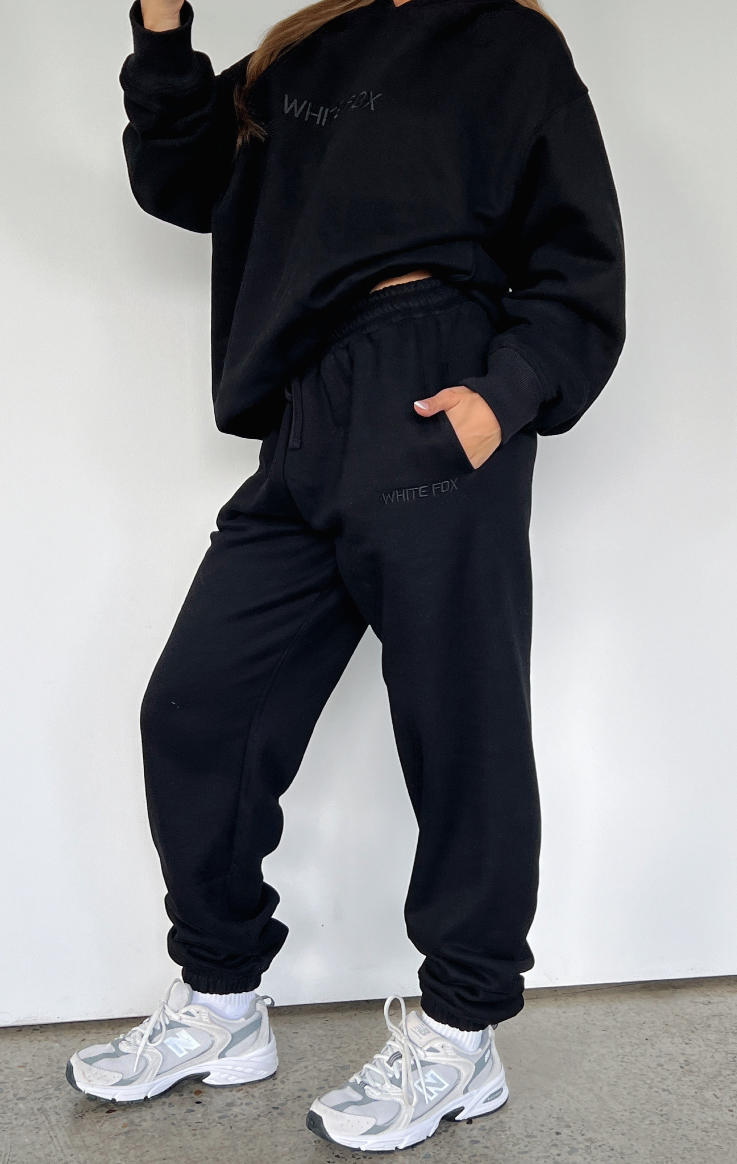 White Fox Stay Lifted Sweatpants Black