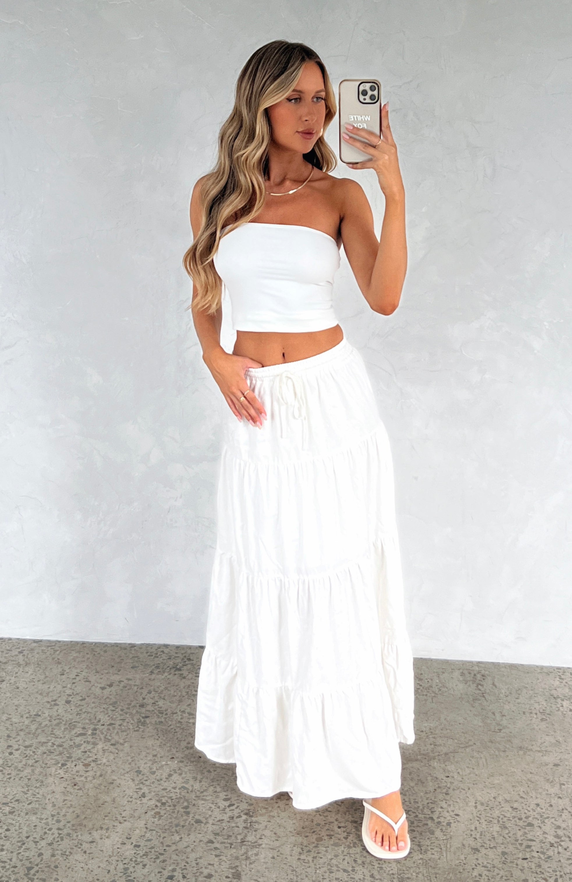 White Fox In That Moment Maxi Skirt White