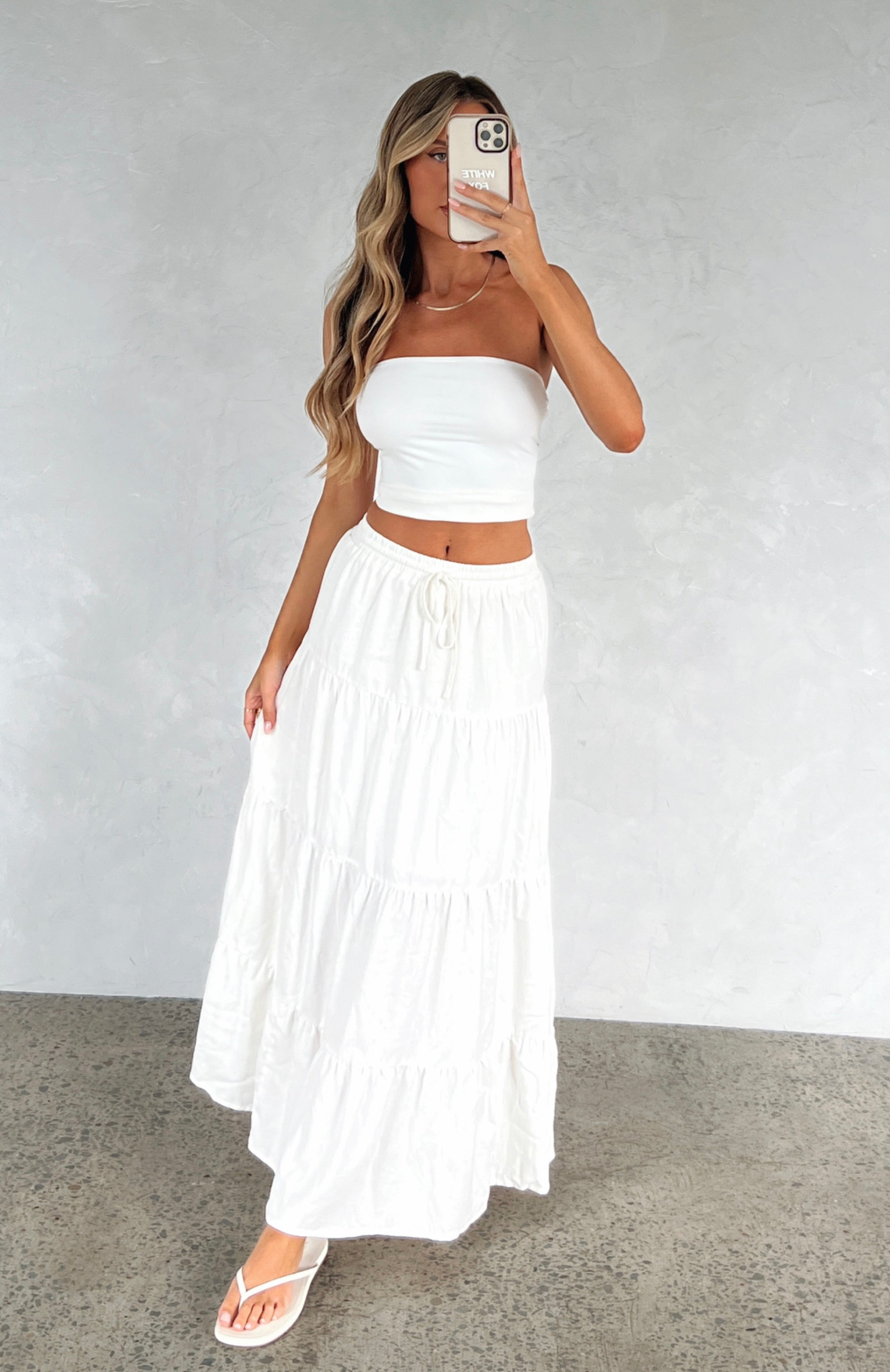 White Fox In That Moment Maxi Skirt White