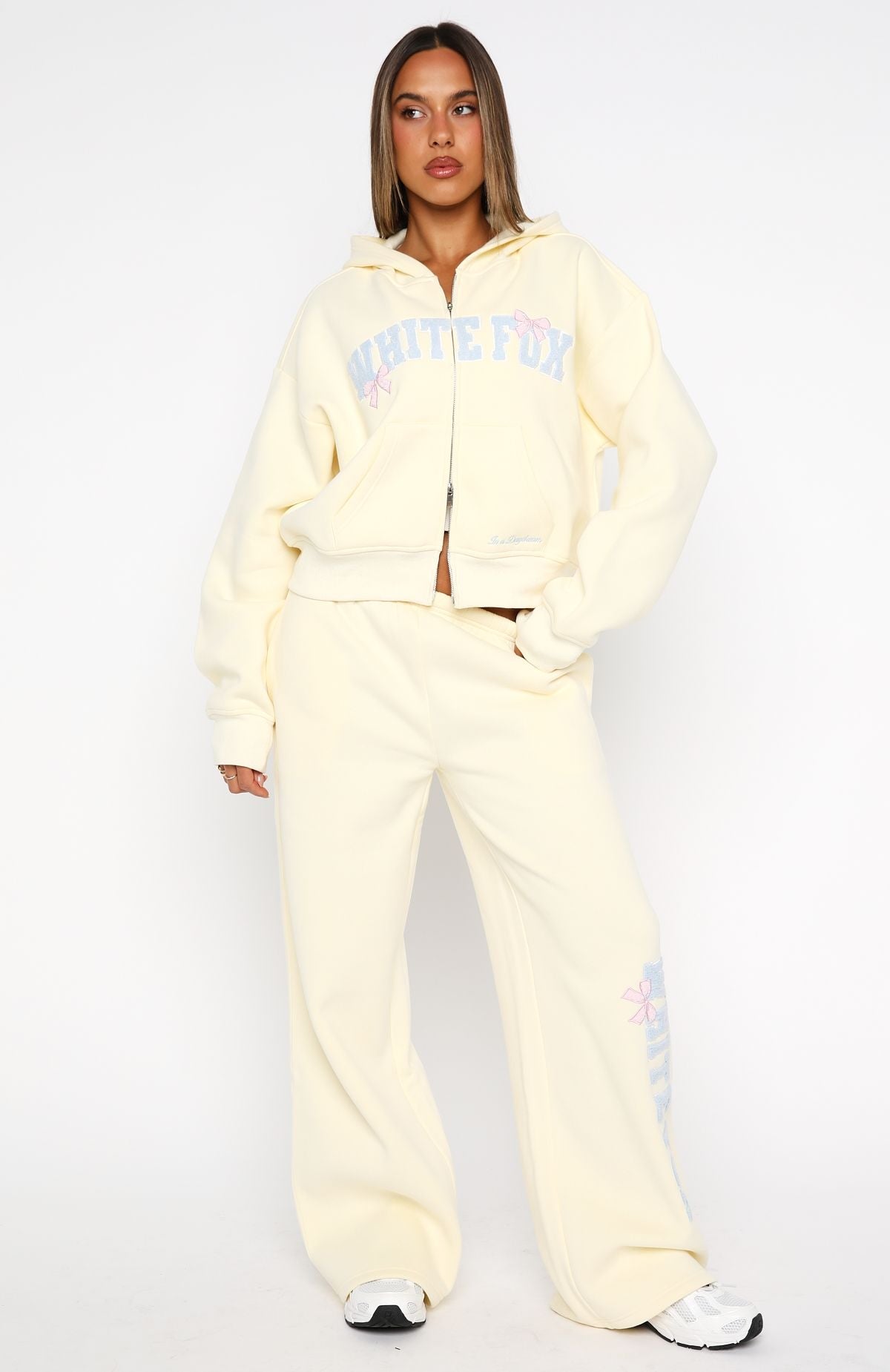 White Fox Daydreamers Madeline Wide Leg Sweatpants Lemon