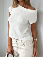White Fox Finding Time Off Shoulder Knit Top White