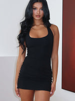 White Fox Parting Ways Halter Mini Dress Black