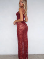 White Fox In The Atmosphere Lace Dress Wine