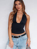 White Fox Girl's Weekend Halter Top Black