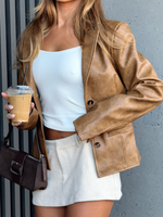 White Fox Classic Babe PU Jacket Tan
