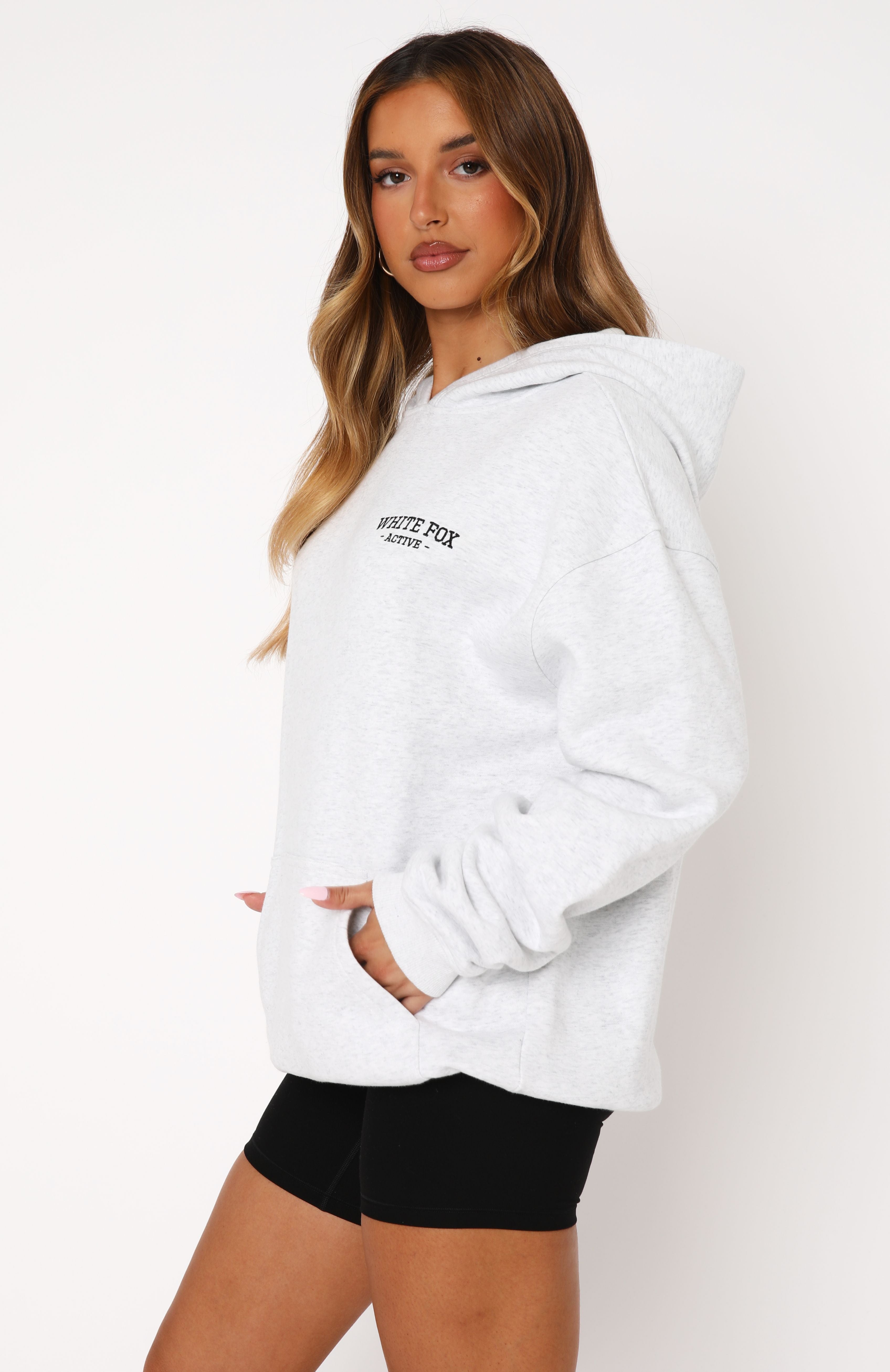 White Fox Taking Sides Oversized Hoodie Grey Marle