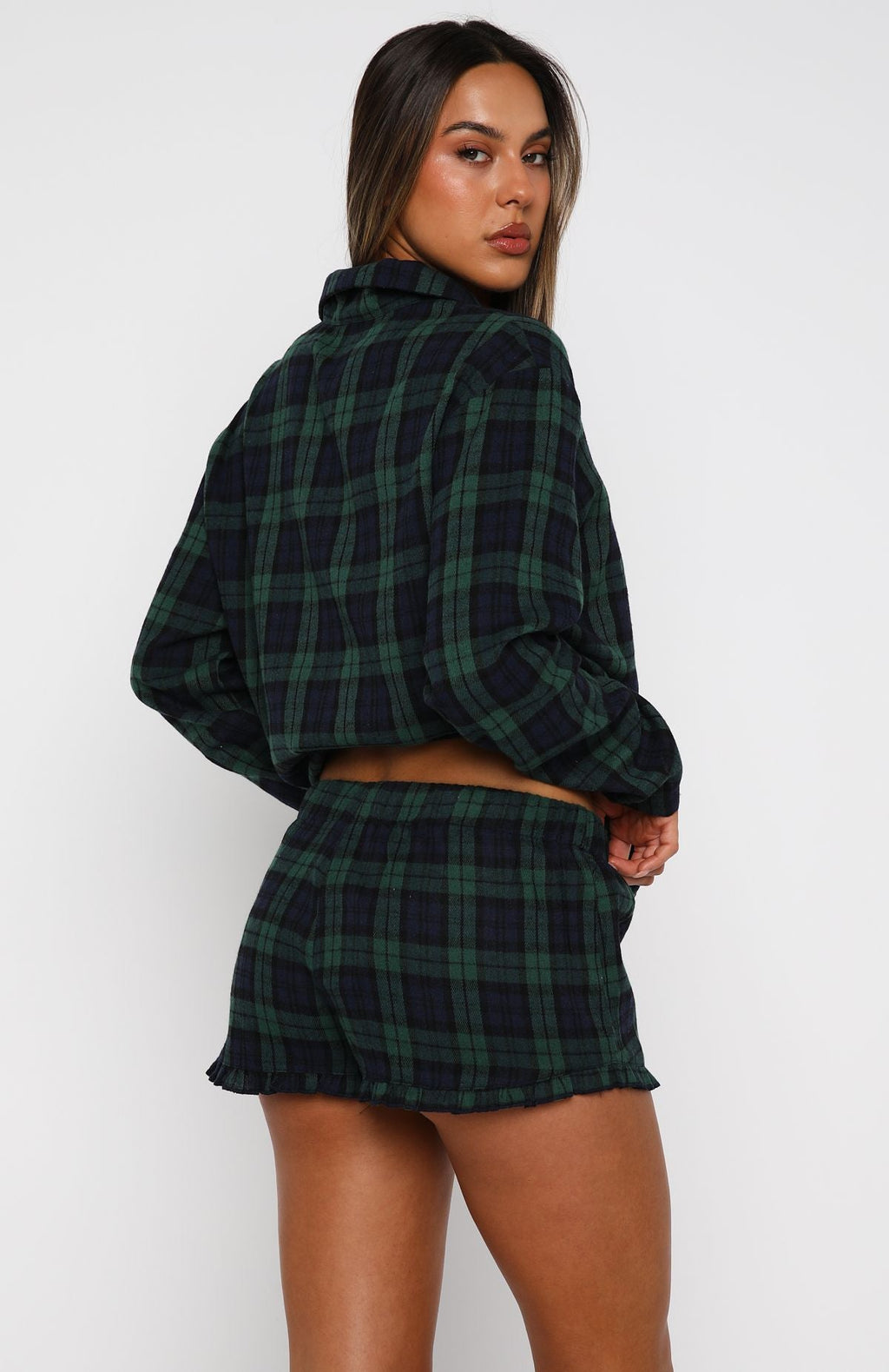 White Fox That Time Of Year Long Sleeve Pyjama Top Green/Navy