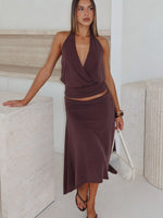 White Fox Tropic Drift Midi Skirt Chocolate