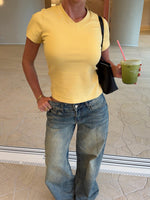 White Fox Maeve Low Rise Wide Leg Jeans Sand