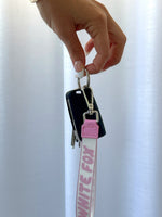 White Fox Next Level Strap Keychain Pink