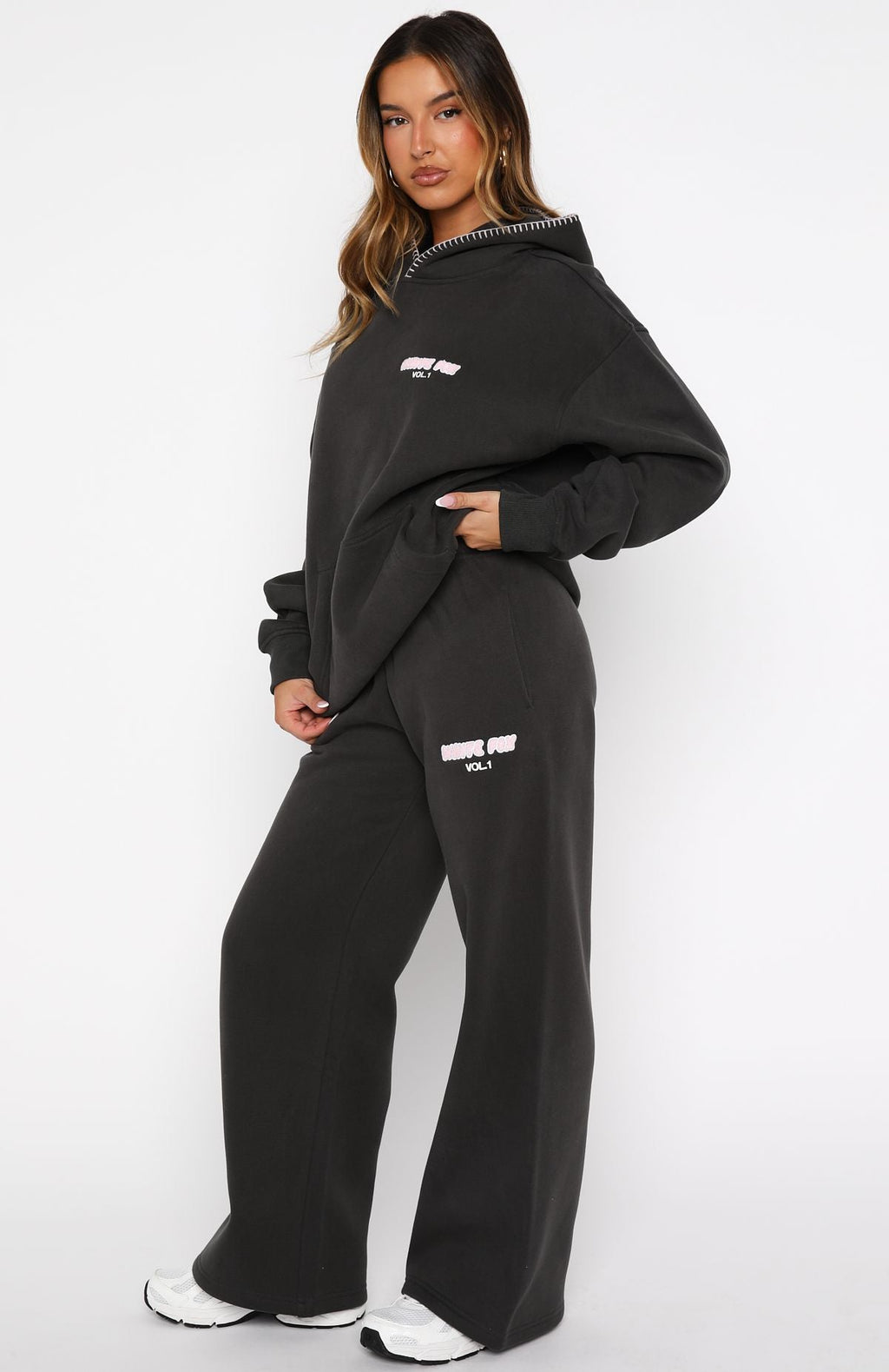 White Fox Vol. 1 Wide Leg Sweatpants Charcoal