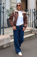 White Fox Bring The Style Low Rise Wide Leg Jeans Dark Blue