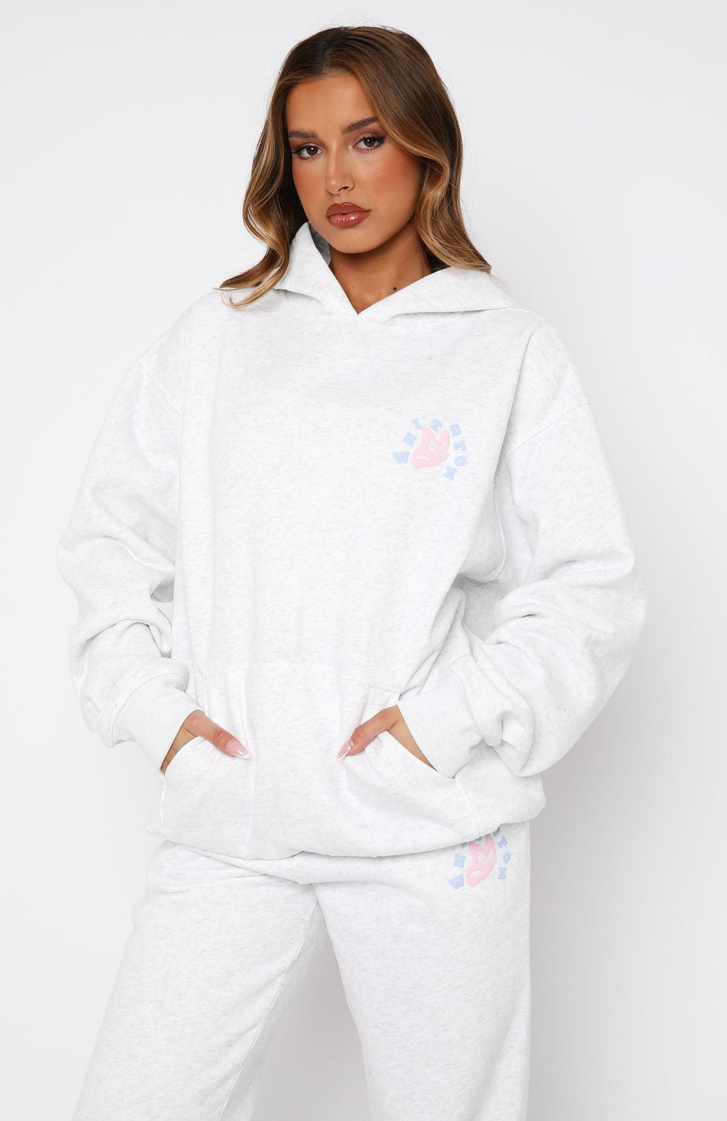 White Fox Give You The Best Oversized Hoodie Grey Marle