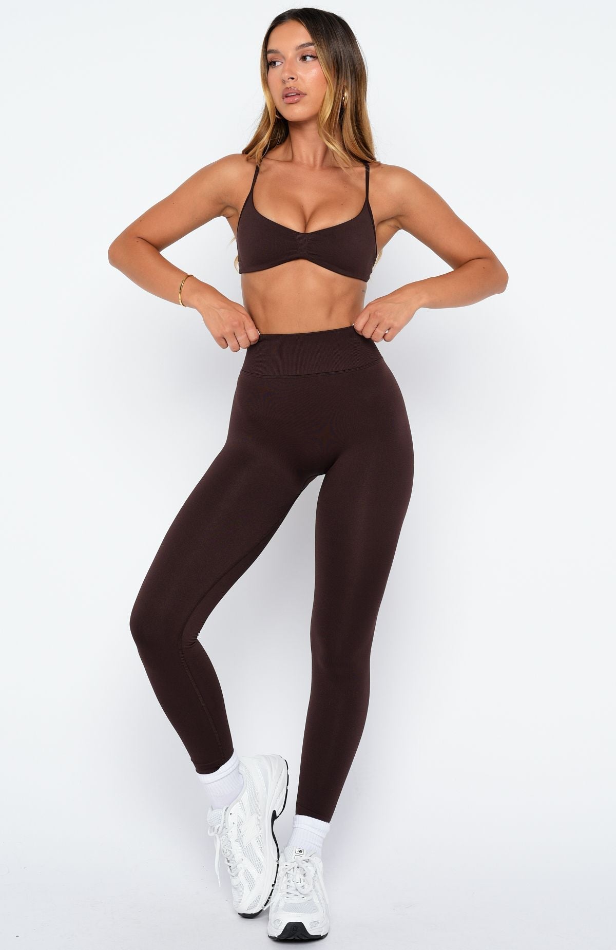 White Fox Charge Seamless Leggings Dark Chocolate