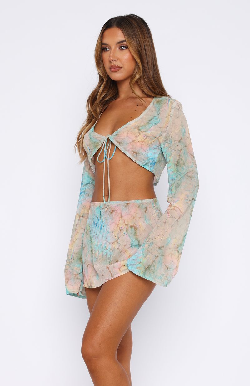 White Fox Riviera Long Sleeve Top Seaside Mottle