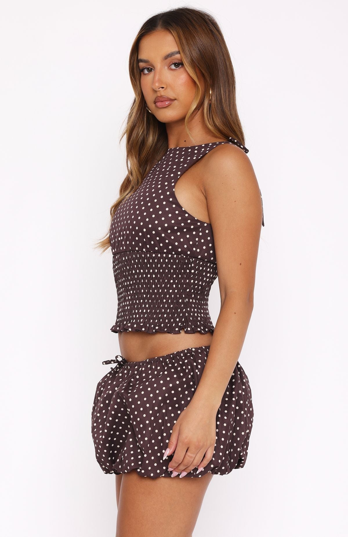 White Fox Runaway Heart Top Chocolate Polka Dot