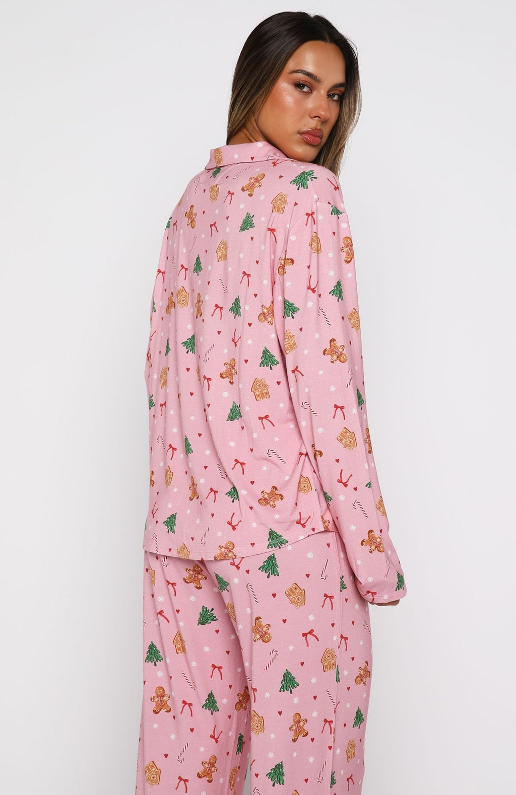 White Fox Pillow Talk Printed Long Sleeve Pyjama Set Candy Kiss