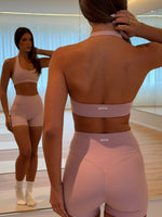 White Fox Keep Up High Waisted Shorts 4" Dusty Pink