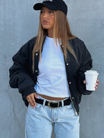 White Fox Soft Love Bomber Jacket Black