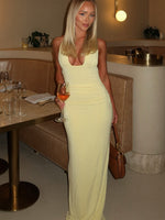 White Fox Say What You Feel Halter Maxi Dress Lemon