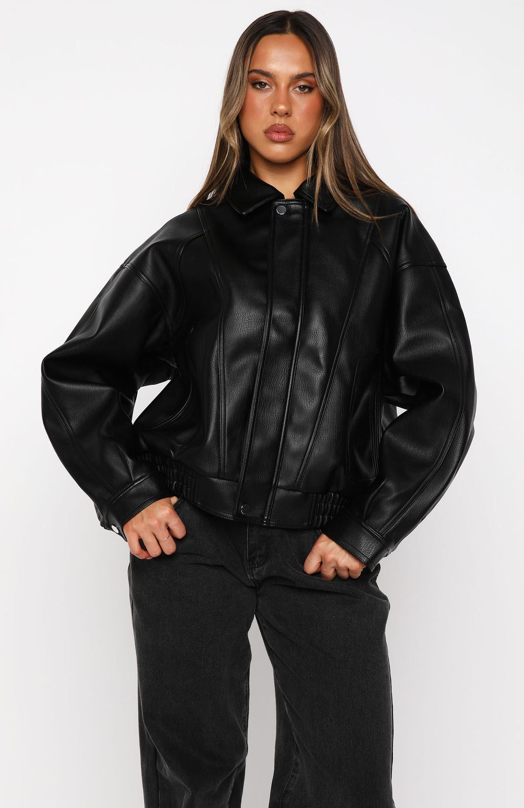 White Fox Retrograde PU Jacket Black