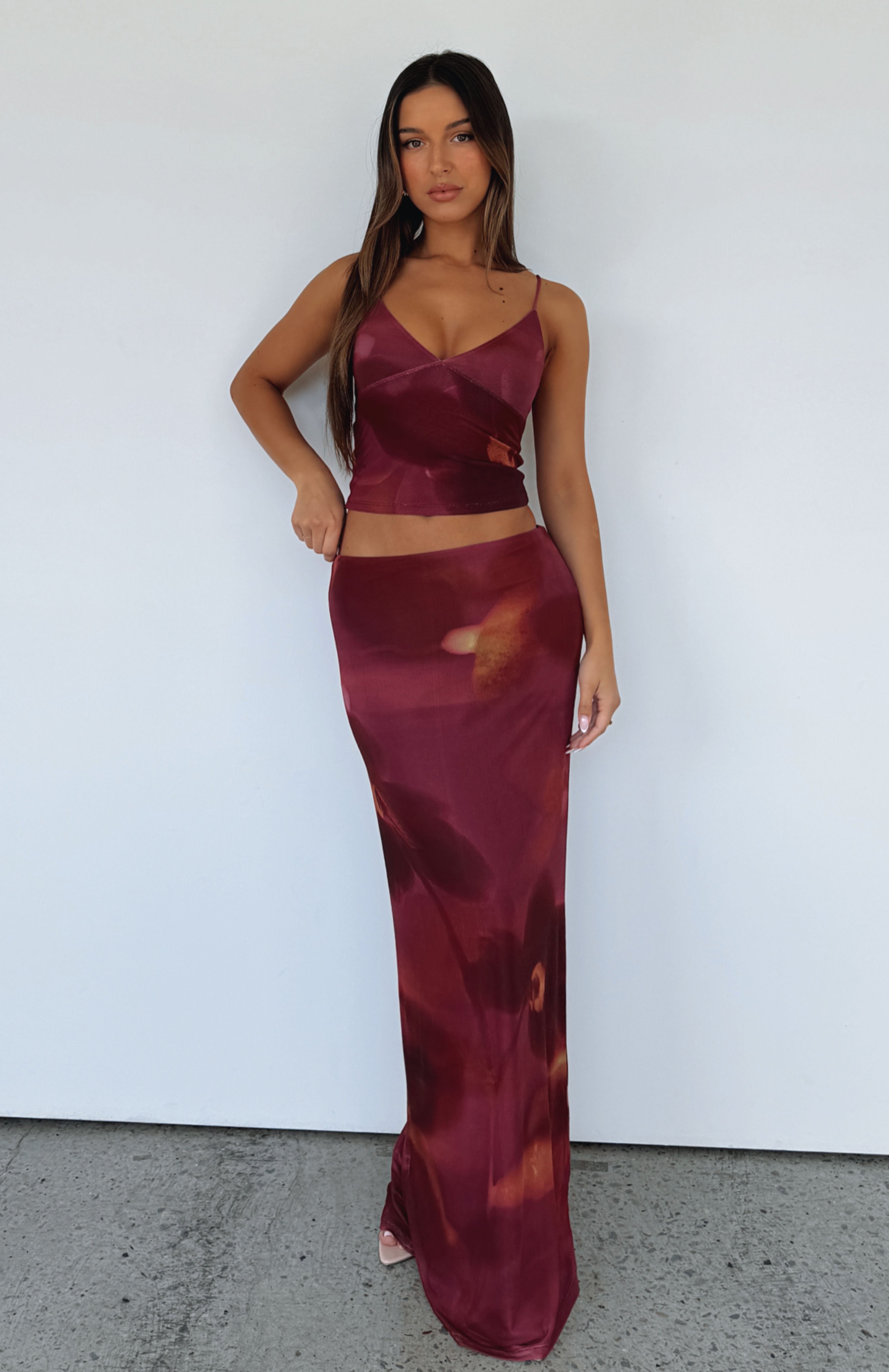 White Fox Sunset Girl Maxi Skirt Dark Romance