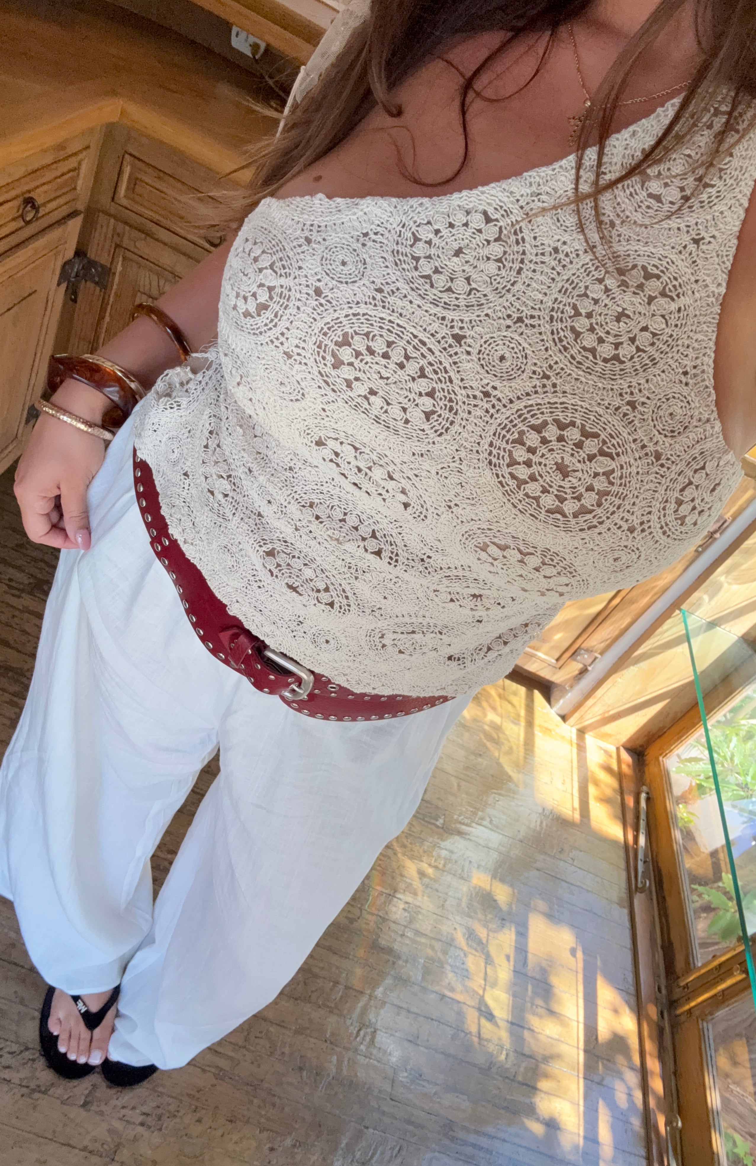 White Fox Tranquility Crochet Top Off White