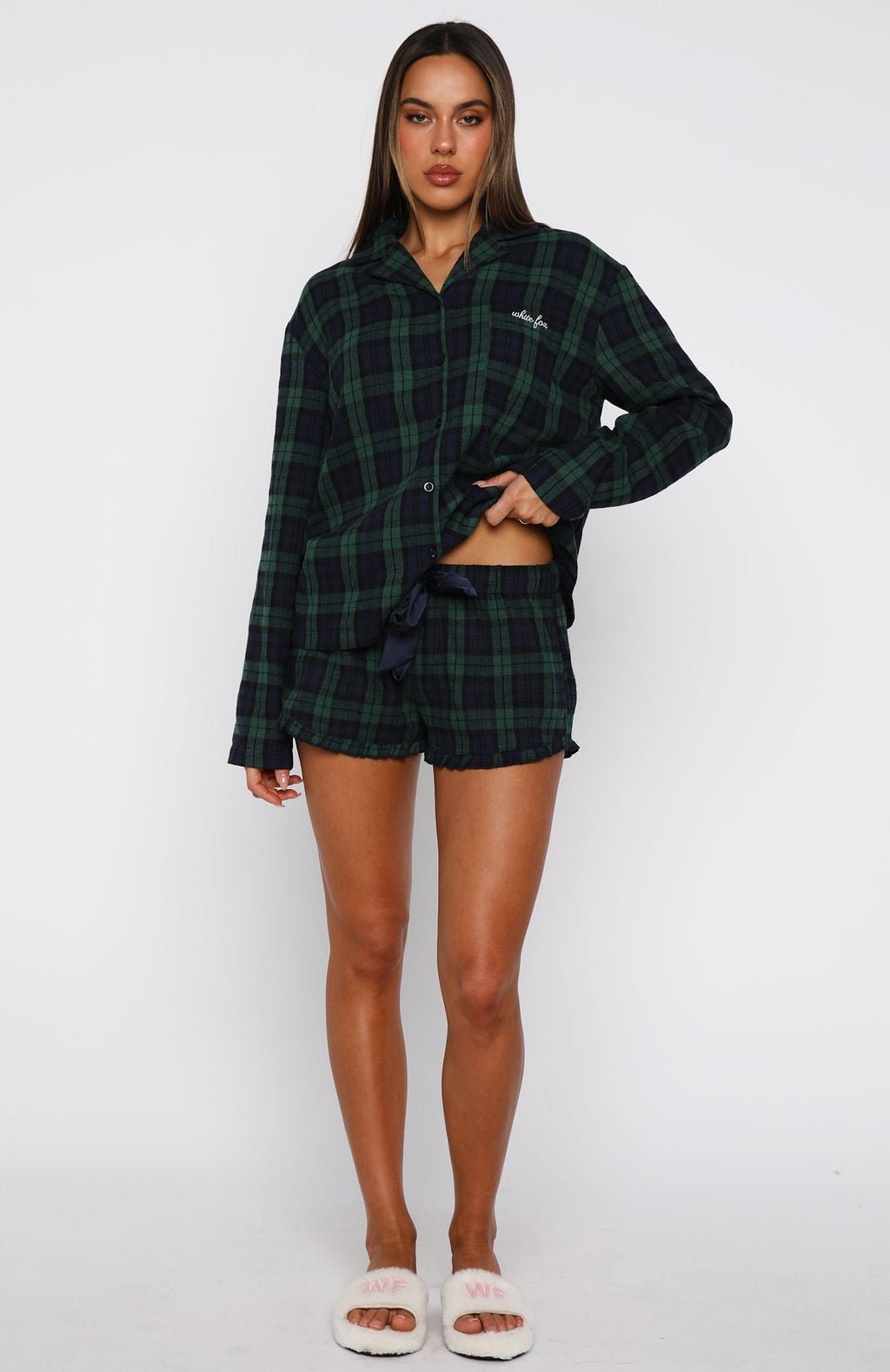 White Fox That Time Of Year Pyjama Shorts Green/Navy