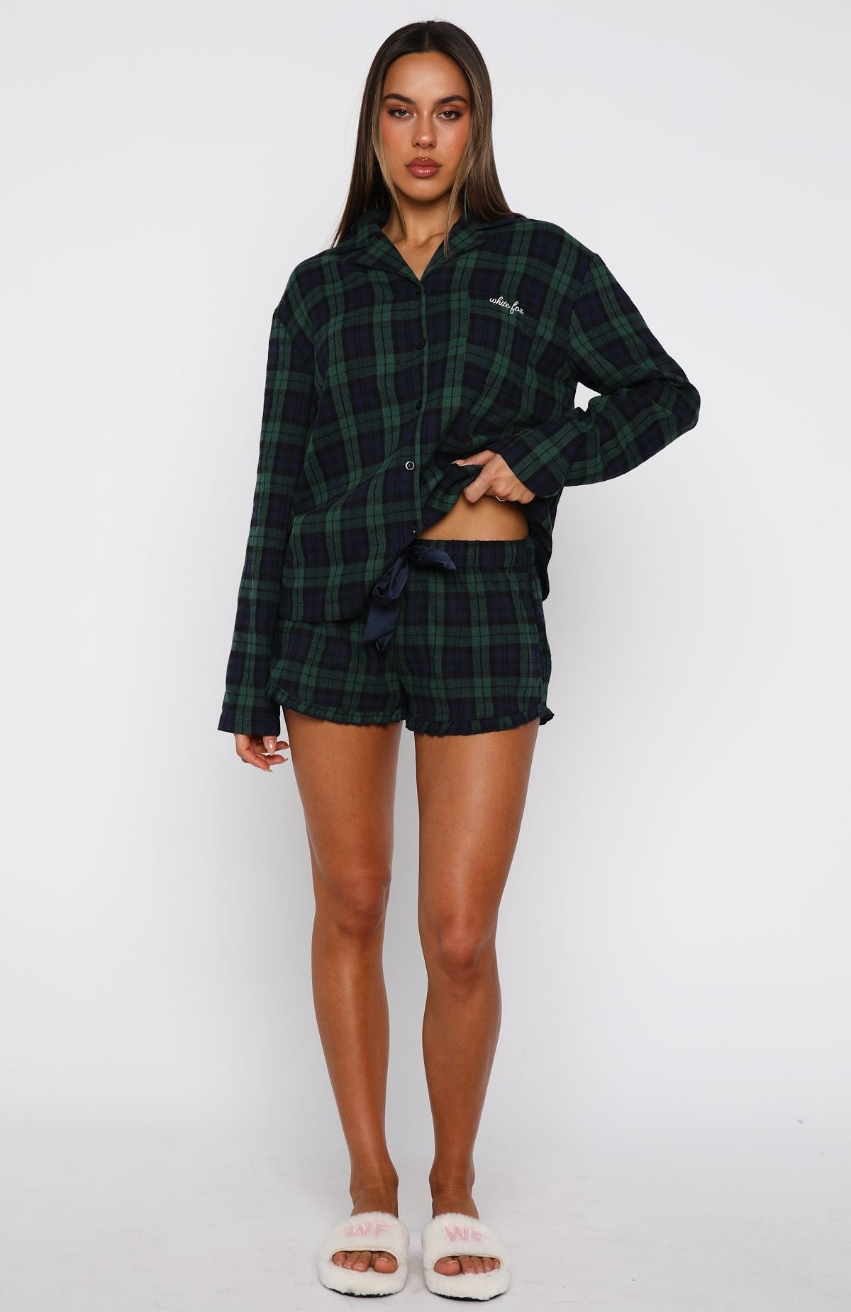 White Fox That Time Of Year Pyjama Shorts Green/Navy